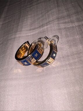 BaubleBar Blue and Gold New York Giants Hoop Earrings